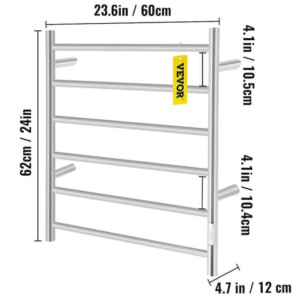 VEVOR Heated Towel Rack 6-Bar Towel Warmer Rack 23.6 x 24 in. Wall Mounted  Electric Towel Drying Rack with Timer,Matte Black MJJRJPSY6110V85NEV1 - The  Home Depot