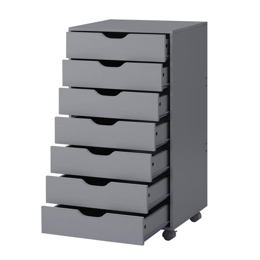 MAYKOOSH Gray, 7Drawer Office Storage File on Wheels, Mobile