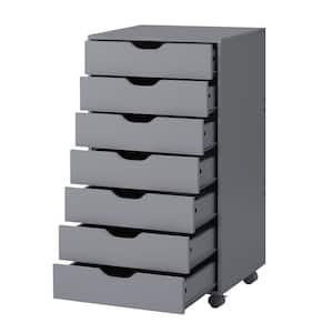 Gray, 7-Drawer Office Storage File Cabinet on Wheels, Mobile Under Desk Filing Drawer, Craft Storage for Home, Office