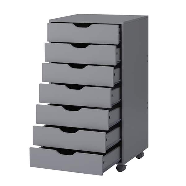 MAYKOOSH Gray, 7-Drawer Office Storage File Cabinet on Wheels, Mobile Under  Desk Filing Drawer, Craft Storage for Home, Office 29499MK - The Home Depot