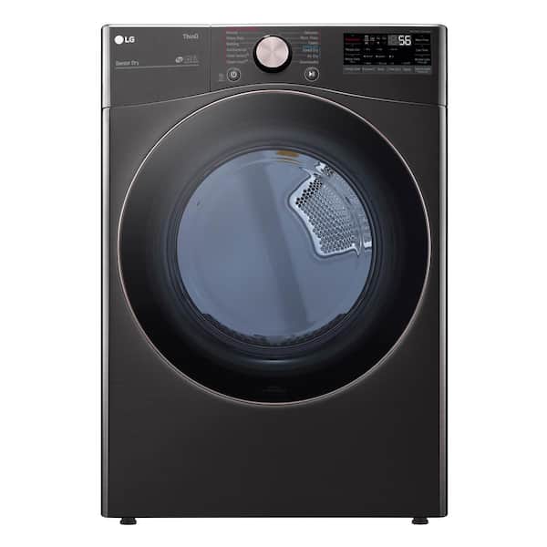 LG Electronics 7.4 cu. ft. Large Capacity Vented Smart Stackable Electric Dryer with Sensor Dry and TurboSteam in Black Steel