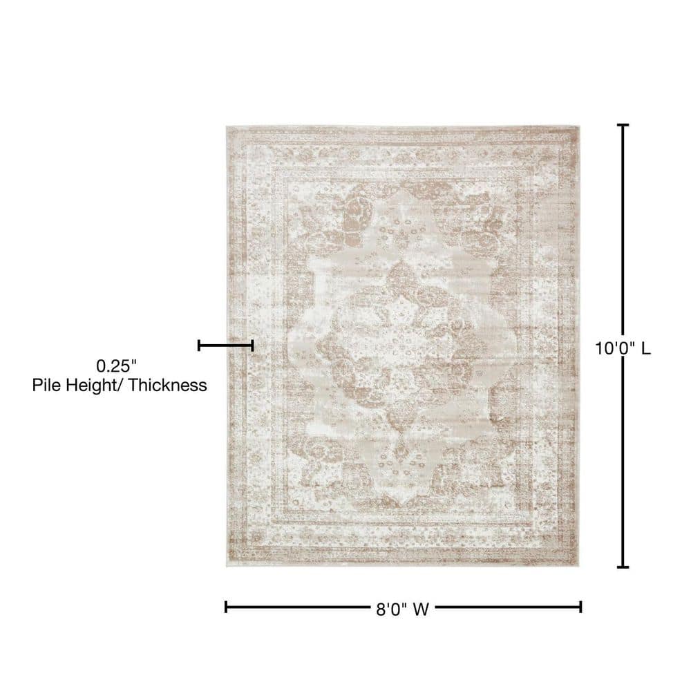 Salle Garnier Beige Rectangular Stain-Resistant Area Rug