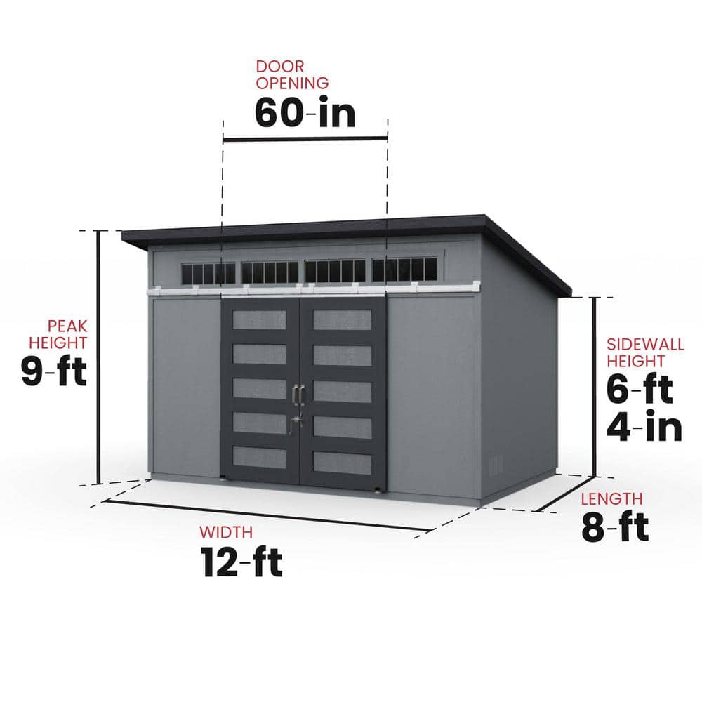 Beige 8' x 12' Wooden Storage Shed Kit with Windows