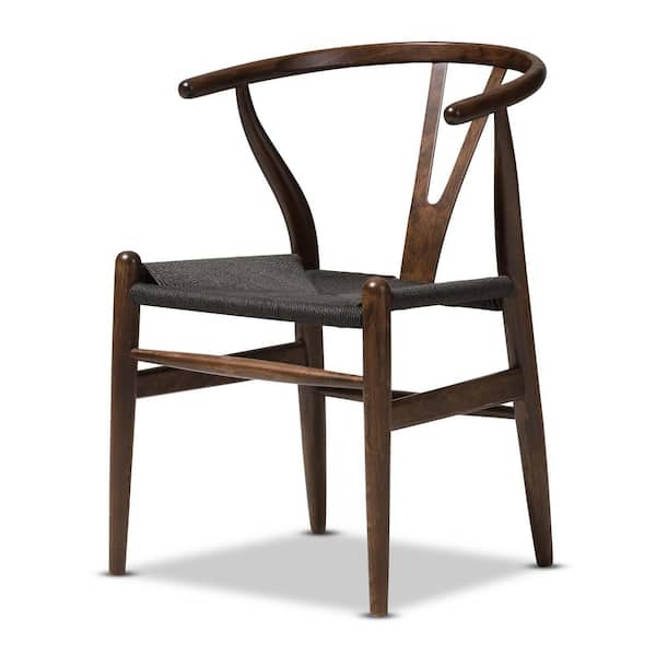 Baxton Studio Wishbone Mid Century 2 Piece Dark Brown And Black Wood Chair Set 2pc 4233 Hd The Home Depot