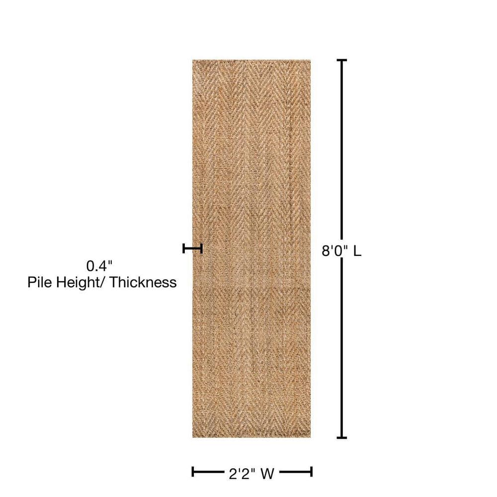Espina Natural Jute Herringbone Handwoven Area Rug, 2x8