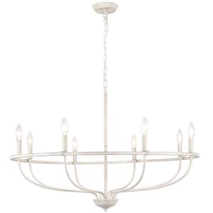Harri 8-Light Antique Gray Farmhouse Wagon Wheel Chandelier for Living Room, Dining room with no bulbs included