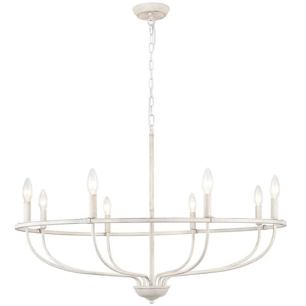 LWYTJO Harri 8-Light Antique Gray Farmhouse Wagon Wheel Chandelier for Living Room, Dining room with no bulbs included