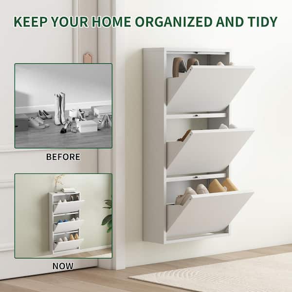 CSC DECOR INC 41 in. H x 20 in. W White Metal Shoe Storage