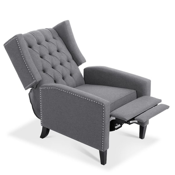 TIRAMISUBEST TD Garden Solid Wood Lounge Adjustable Outdoor Chair Ergonomic Comfort With Gray Cushion