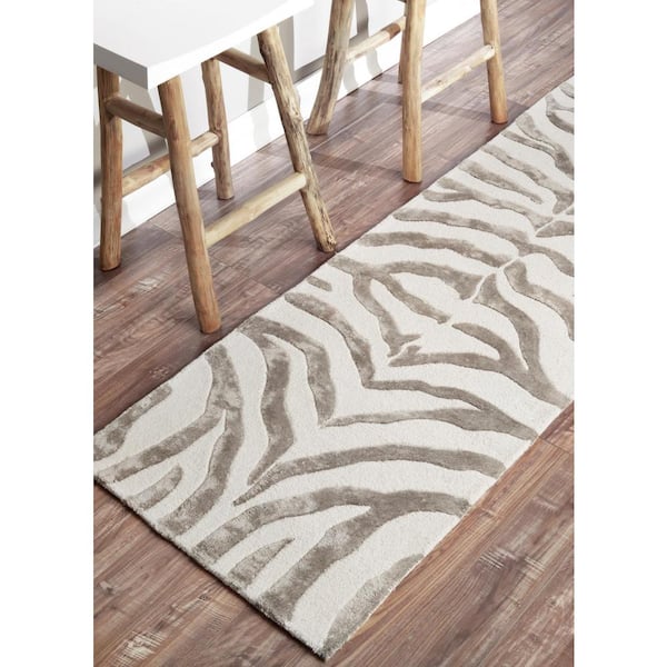 Zebra Stripes Gray 3 ft. x 8 ft. Runner Rug