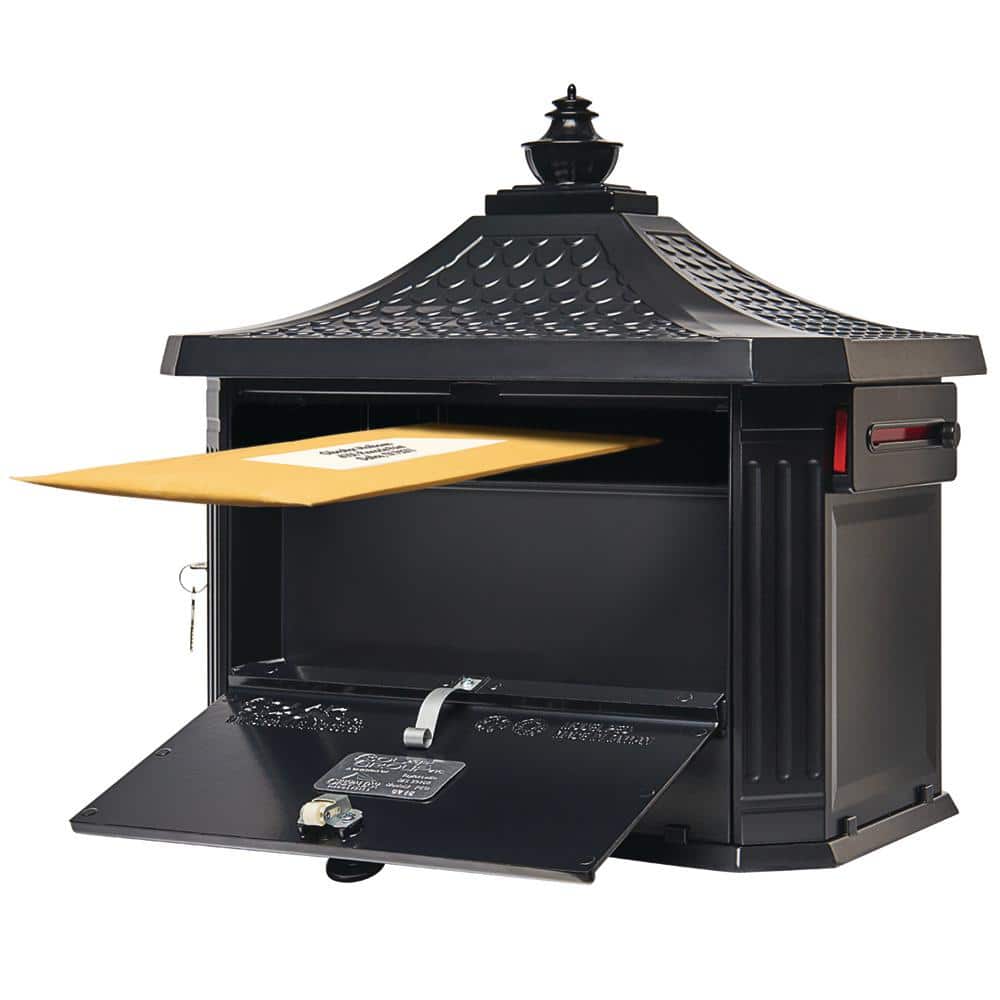 Hamilton Black Cast Aluminum Locking Post Mount Mailbox