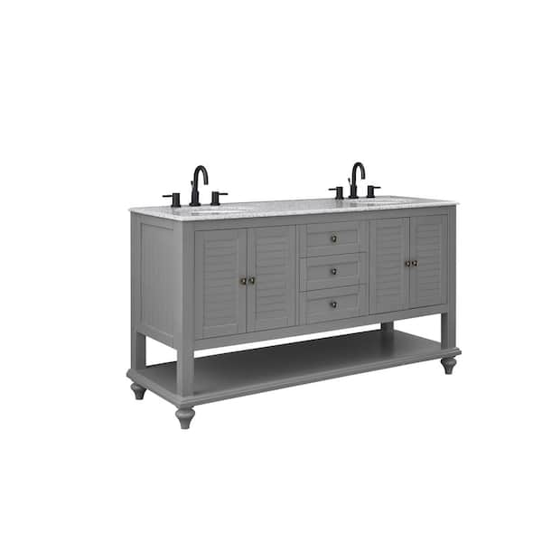 Home Decorators Collection Talmore 60 in. W x 22 in. D x 35 in. H  Freestanding Bath Vanity in Gray with White Cultured Marble Top VA-FC0201 -  The Home Depot