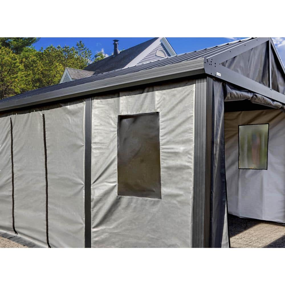 Samara 12' x 20' Dark Gray Aluminum and Steel Carport Kit
