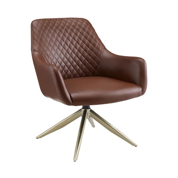 Lucky-Angel Decat Cognac Faux Leather Swivel Task Chair