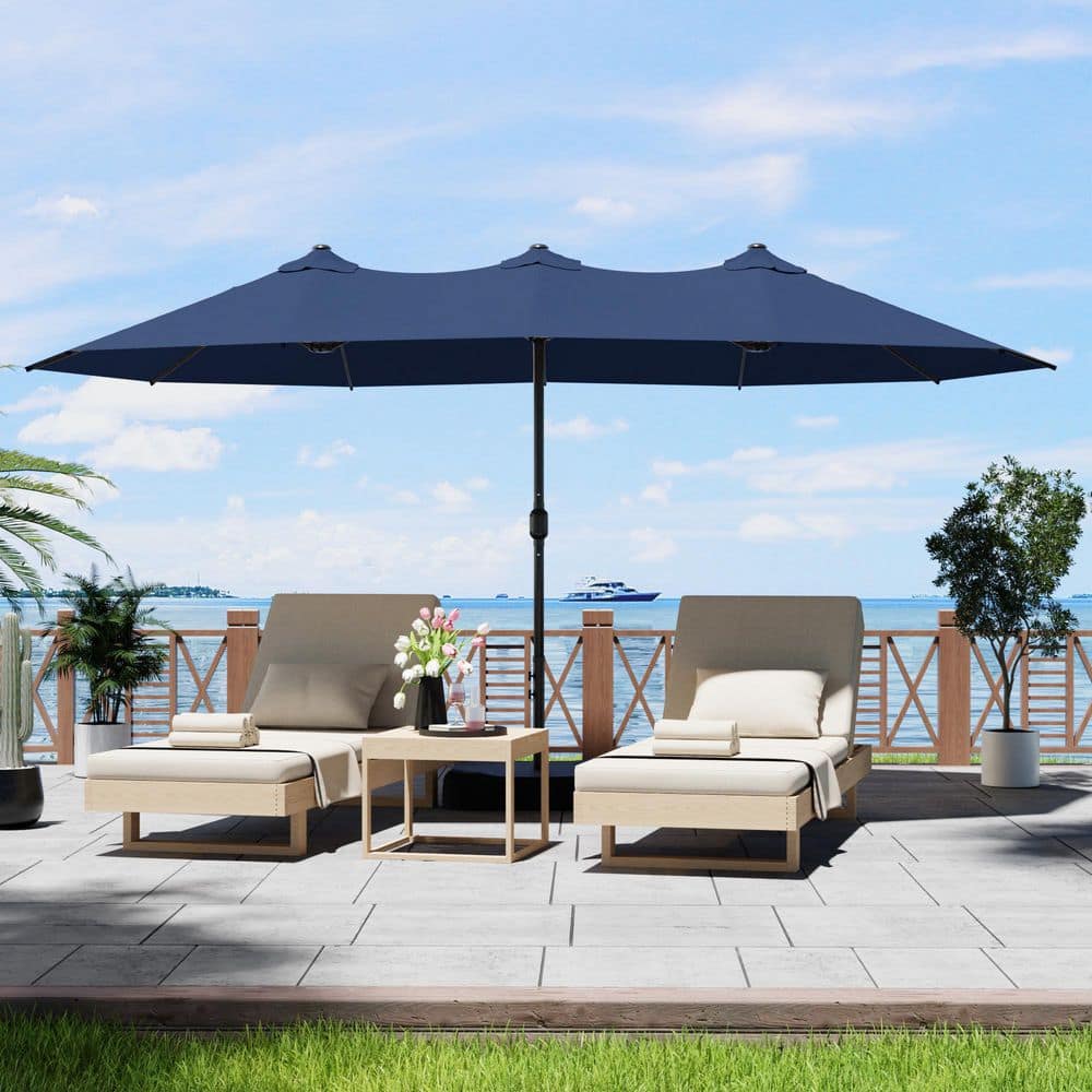 15 ft. x 8.7 ft. Market Double-Sided Patio Umbrella Steel Frame Garden Extra-Large Waterproof Twin Umbrella in Dark Blue price history on PriceWatchPro