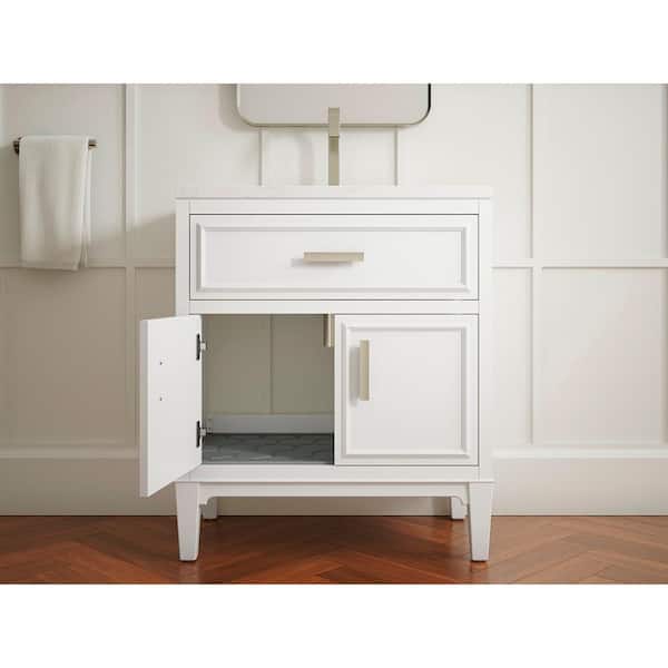 KOHLER Southerk 30.43in. Single Sink Freestanding White Bath Vanity with White Quartz Top Assembled