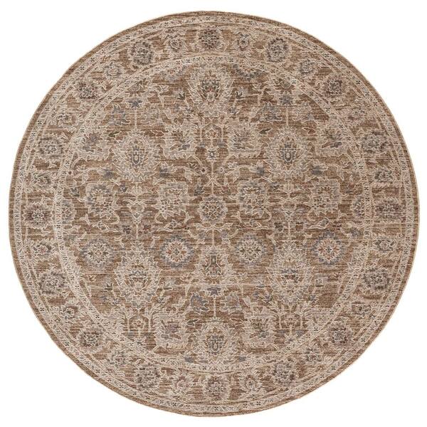 Crystal 7 ft. x 7 ft. Yellow Persian Round Rug