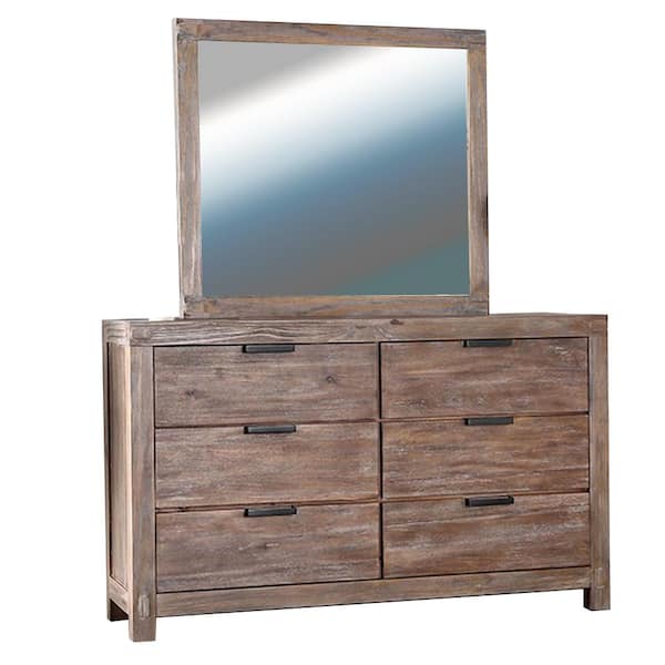Home Furnishing Wynton 6 Drawers 38, Light Brown Dresser With Mirror