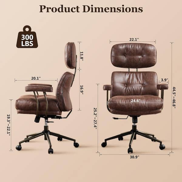 Allwex Kro Suede Swivel Ergonomic Office Task Chair in Dark Brown