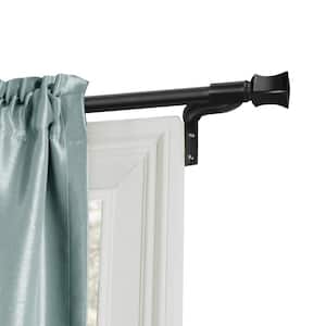 48 in. Cafe Single Curtain Rod in Black with Finial