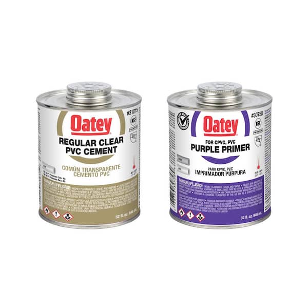 32 oz. Regular Clear PVC Cement and 32 oz. Purple CPVC and PVC Primer Combo
