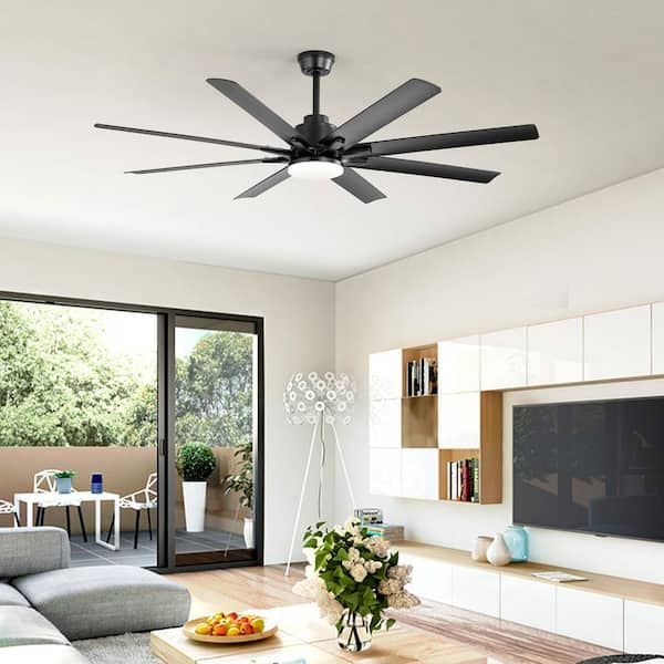 Sofucor 66 in. LED Indoor/Outdoor Black Smart Modern Ceiling Fan