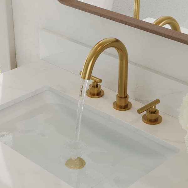8 in. Widespread Double Handle Bathroom Faucet with 360° Swivel Spout in Brushed Gold (Valve Included)