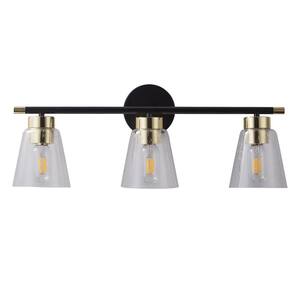 Modern 3-Light Black Wall Sconce with Bubble Glass Shade (Bulbs Not Included)
