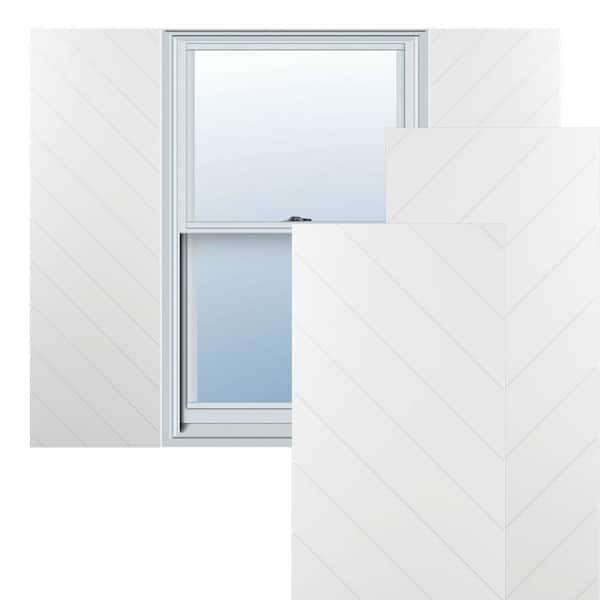 Ekena Millwork 18-in W x 45-in H True Fit PVC Diagonal Slat Modern Style Fixed Mount Shutters, White