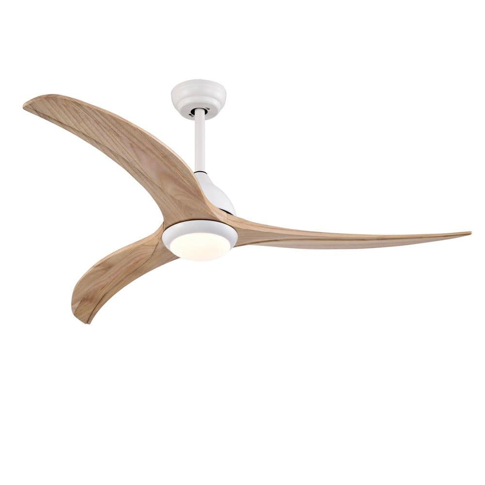 52 in. Wood Indoor Ceiling Fan, Solid Wood Blades Ceiling Fan with Light Re