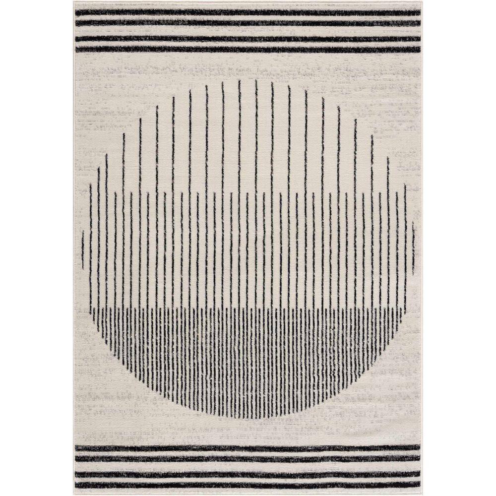Black and White Abstract Geometric 5' x 7' Area Rug