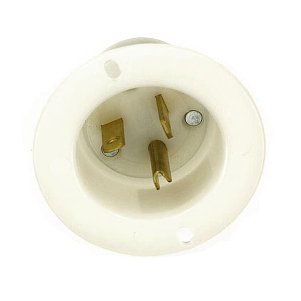 Leviton 20 Amp 250-Volt Flanged Inlet Grounding Straight Blade Outlet, White