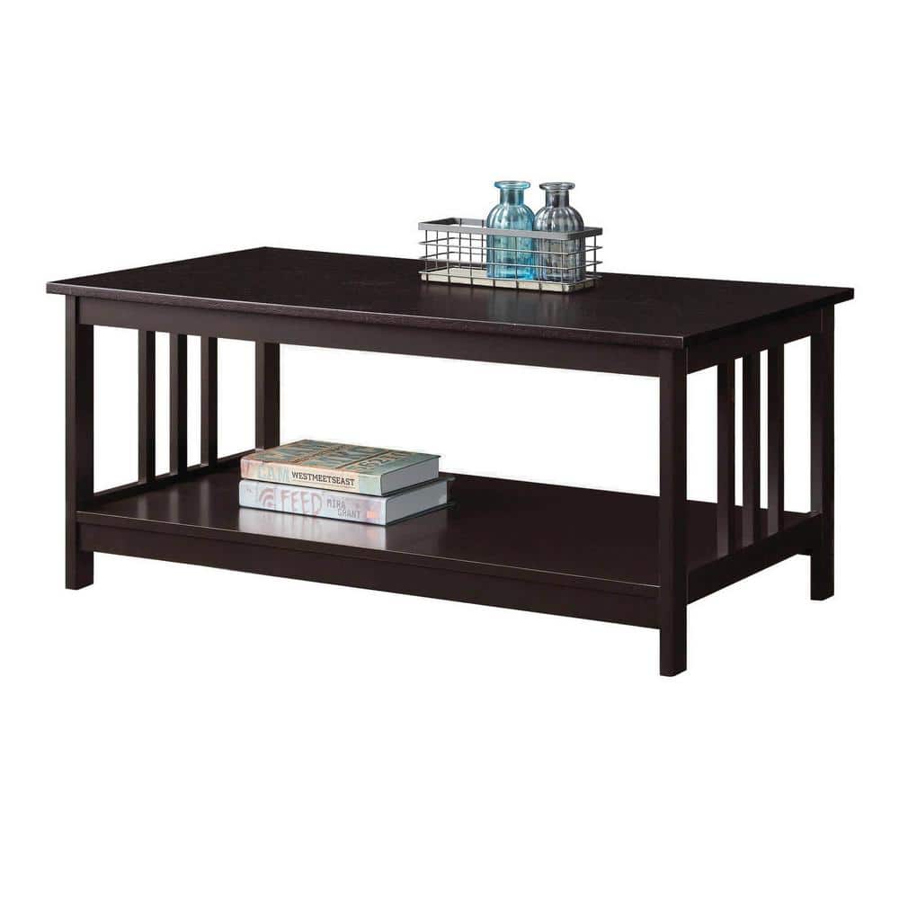 Espresso Mission Rectangular Coffee Table with Shelf