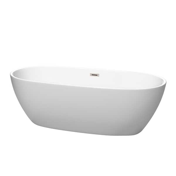 Wyndham Collection Juno 71 in. Acrylic Flatbottom Bathtub in Matte ...