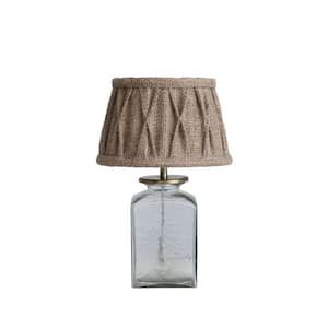 12.5 in. Clear and Natural Table Lamp with Brown Linen Shade