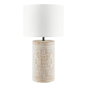 Ramblewood 22 in. White Table Lamp South Western Style with Fabric Shade