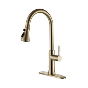 Single-Handle Pull Down Sprayer Kitchen Faucet with Advanced 3-Setting Spray in Brushed Gold