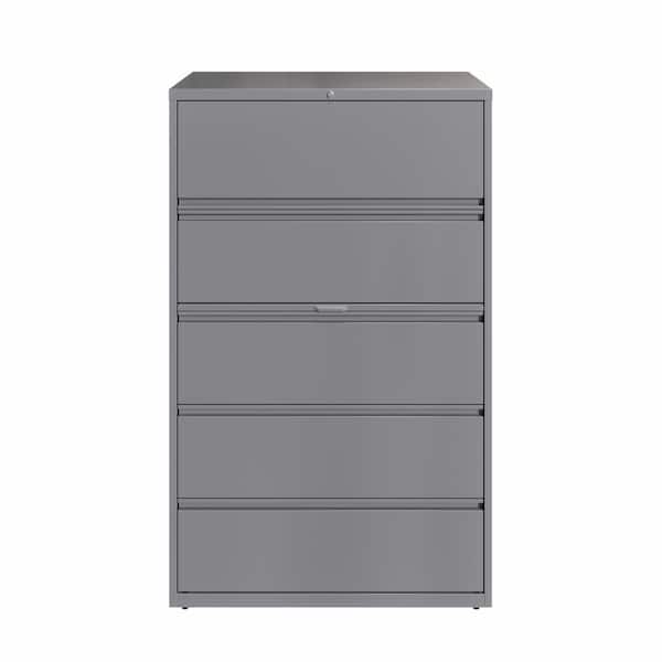 Hirsh 42 in. W 5-Drawer Arctic Silver Metal Lateral File Cabinet for Home and Office,Holds Letter,Legal and A4 Hanging Folders