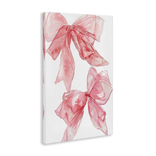 Sheer Pastel Pink Bows by LSR Design Studio Unframed Abstract Graphic Art Print 24 in. x 16 in.