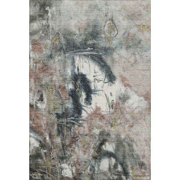 Mayfield Premium Machine Washable Abstract AMF2202 Taupe 10 ft. x 14 ft. Area Rug