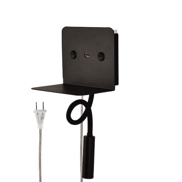 INNOBULE 1-Light Black Metal Plug-In Swing Arm Wall Lamp