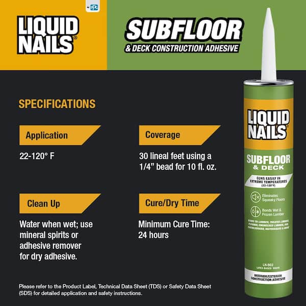 Liquid Nails - Subfloor and Deck 28 oz. Tan Low VOC Construction Adhesive (12-Pack)