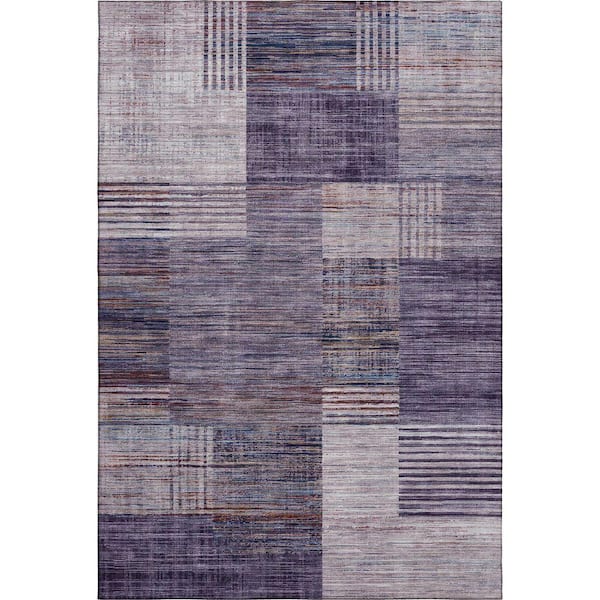 Mayfield Premium Machine Washable Abstract AMF2149 Plum 9 ft. x 12 ft. Area Rug