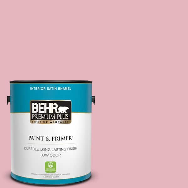 BEHR PREMIUM PLUS 1 gal. #M140-3 Premium Pink Satin Enamel Low Odor Interior Paint & Primer