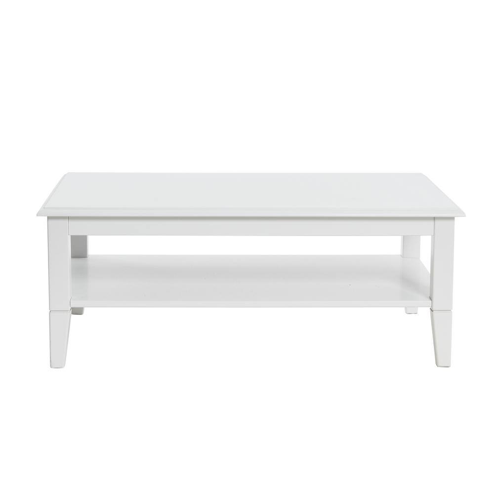 White Pine Wood Rectangular Coffee Table with Storage