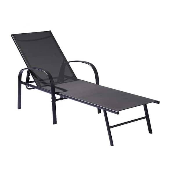 Inner Decor Seymo Black Frame Metal Adjustable Outdoor Chaise Lounge Chair