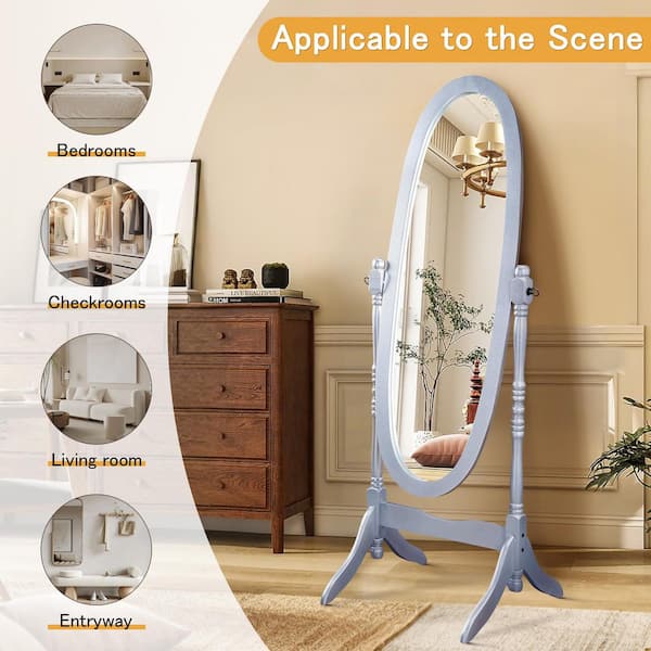 GOGEXX Queen Anne Style Silver 16 in. W x 59.25 in. H Floor Mirror