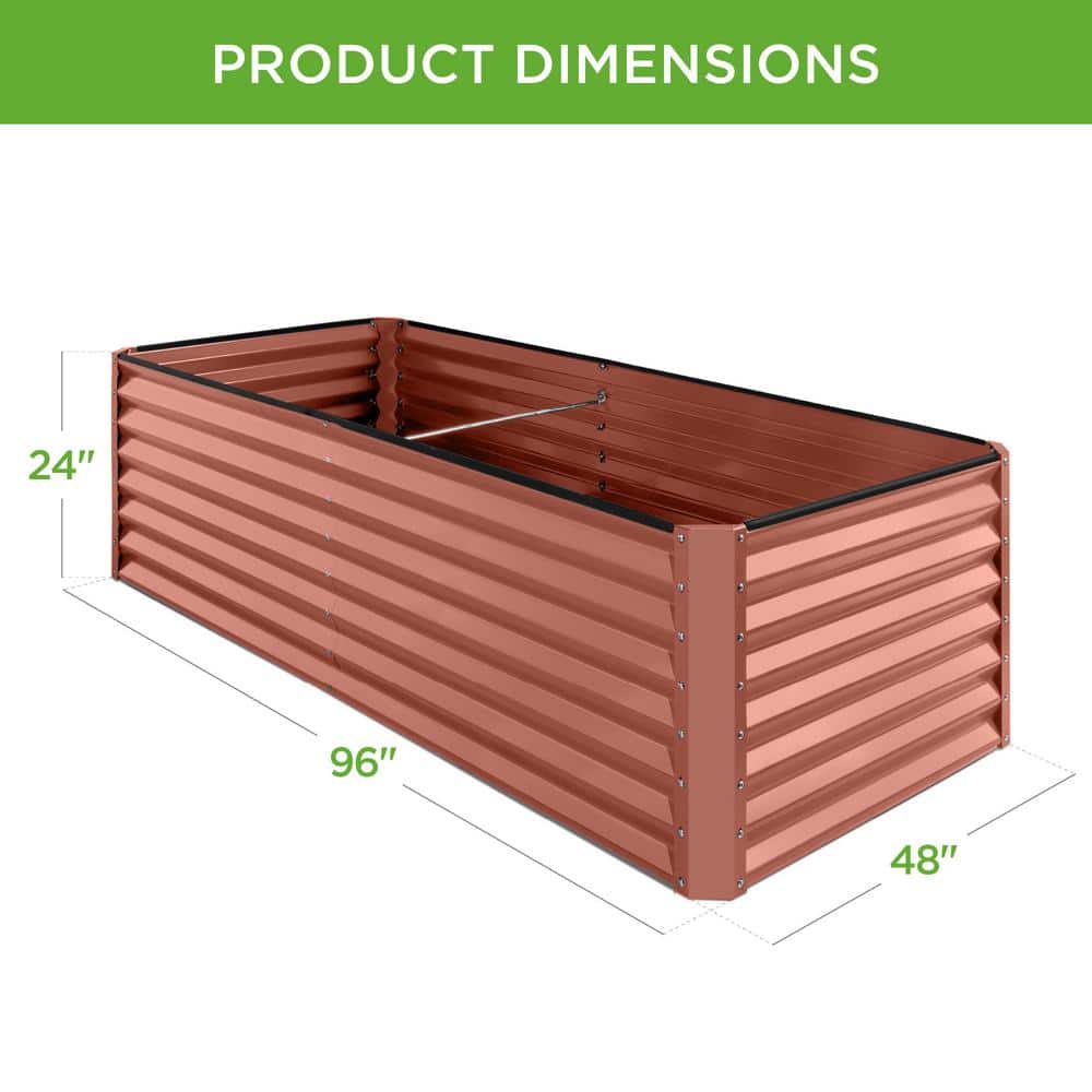 Terracotta 8x4x2ft Outdoor Metal Raised Garden Bed Planter Box