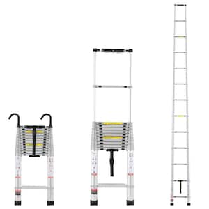 Telescoping Ladder, 16.5 ft. Aluminum Lightweight Extension Ladder, Multi-Button Retraction Collapsible Ladder