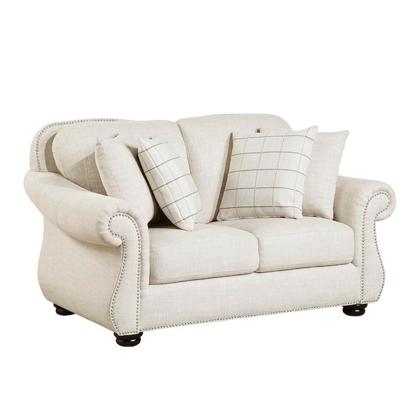 Beven 64 in. W Beige Textured Fabric Loveseat